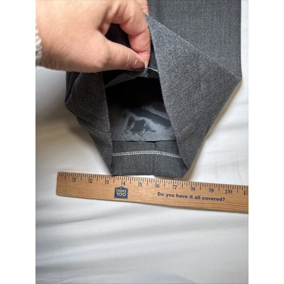 Talbots Womens Petite 12P Italian Wool Pants Gray Lined Wide Leg Cuffed Career - Picture 10 of 13